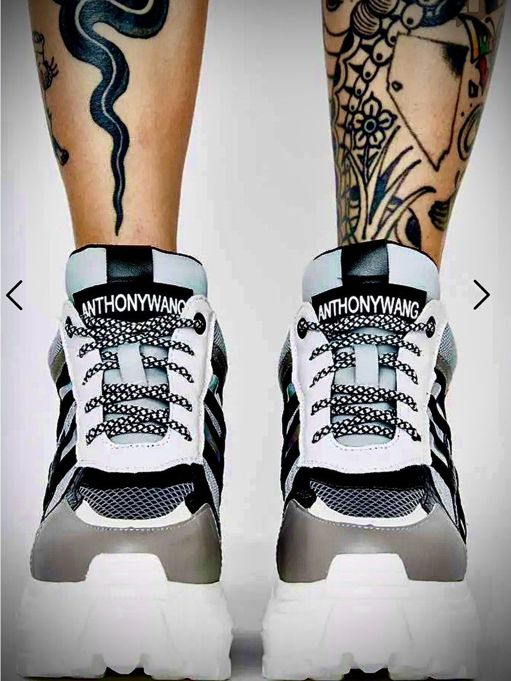 Anthony Wang White and Black Platform Sneakers